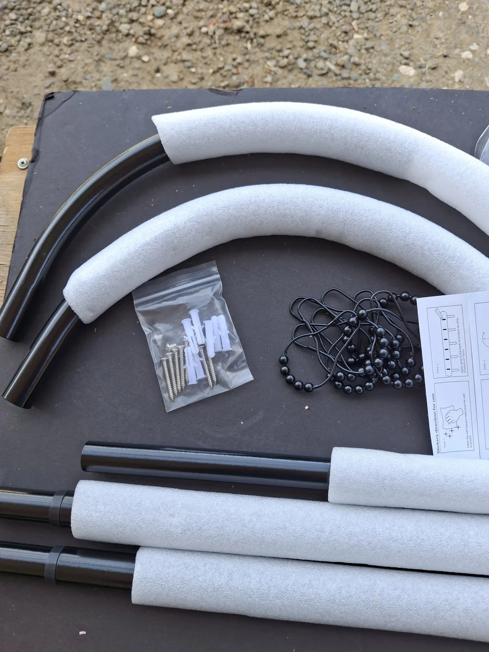 Curved Stretchable Black Cortain Rod Kit.